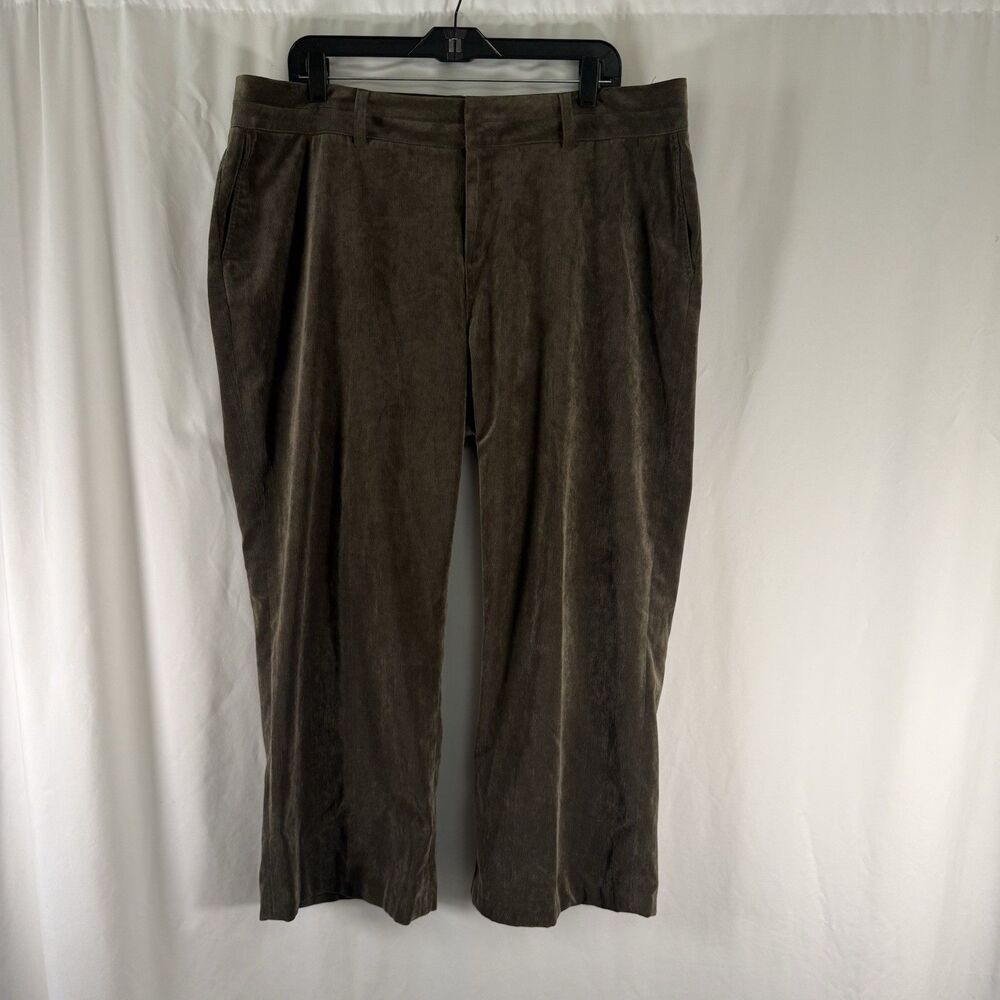 Coldwater Creek Velvet Pants Women's W18 Green Wide Leg Cropped High Rise